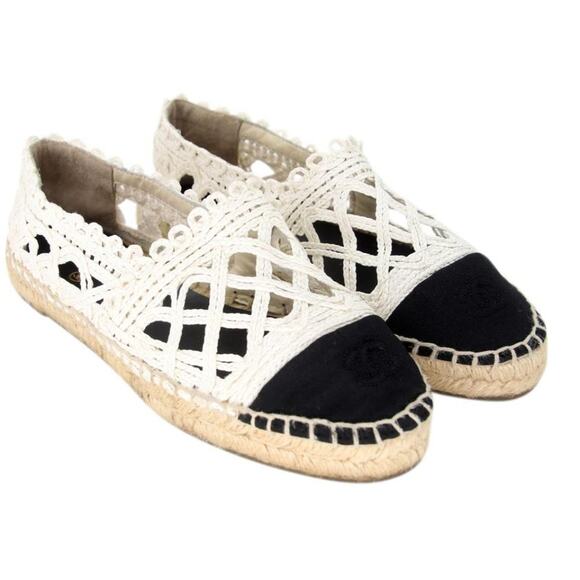 Chanel Espadrille 37 Woven Fabric Grosgrain Cc Cap-toe Flats CC-S0207P-C036 - Picture 6 of 12